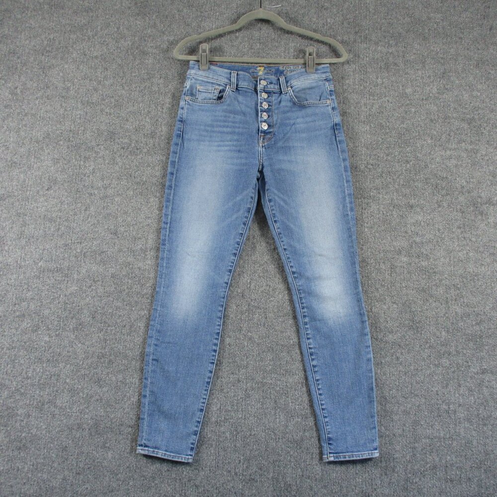 7 For All Mankind Jeans Women 29 Blue Skinny Hi Rise Ankle Faded Stretch 28x29